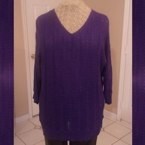 Lavender Seamless 3/4 Sleeve Open Knit Tunic